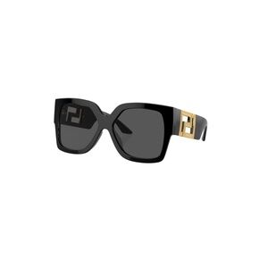 Versace VE4402 Sunglasses Black Gold Rectangle Greca Logo Oversized Italy